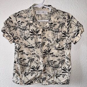 Zara Cream and Black Tropical Print Shirt 18-24 Month
